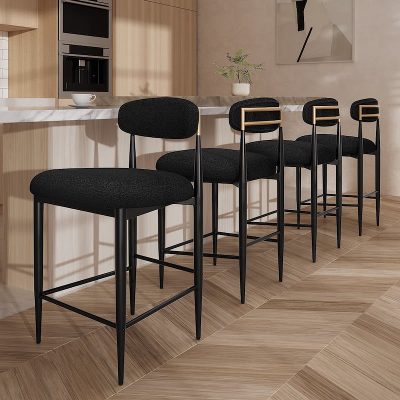 Morden Fort Modern Armless Boucle Bar Chairs(Set of 4)