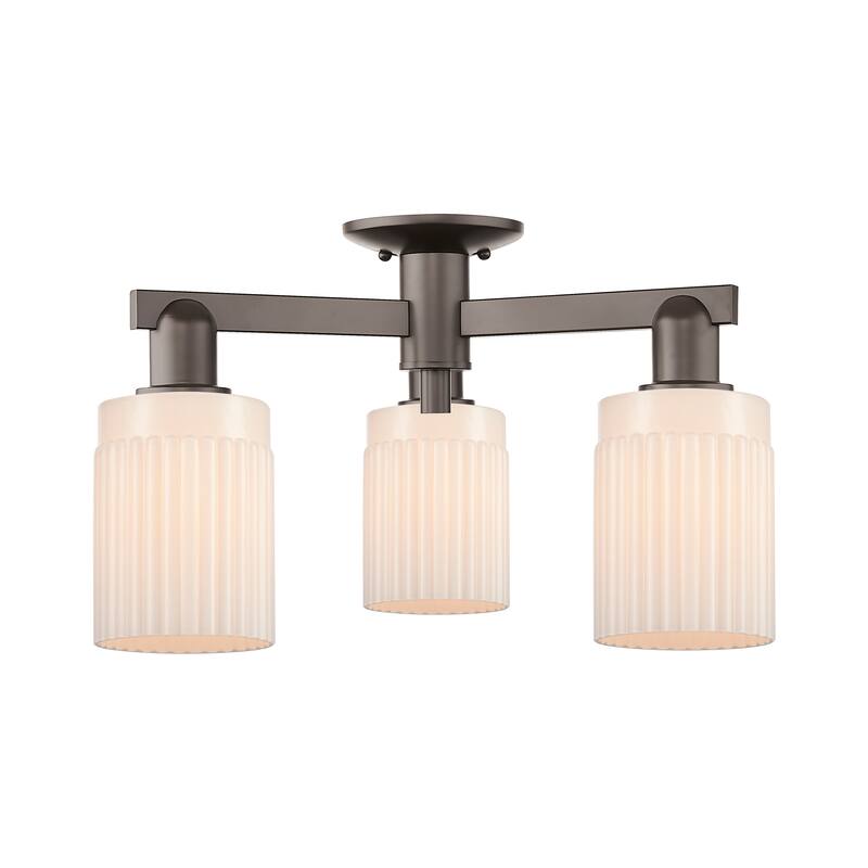 Innovations Lighting Endless Possibilities Arcadia - Hadley - 3 Light 22" Semi-Flush Mount - Oil Rubbed Bronze/Matte White