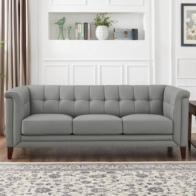 Hydeline Arvo Top Grain Leather Sofa and Loveseat Set with Feather, Memory Foam and Springs