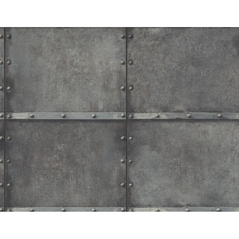 Seabrook Designs Faux Metal Panel Unpasted Wallpaper - 27 in. W x 27 ft. L - Graphite