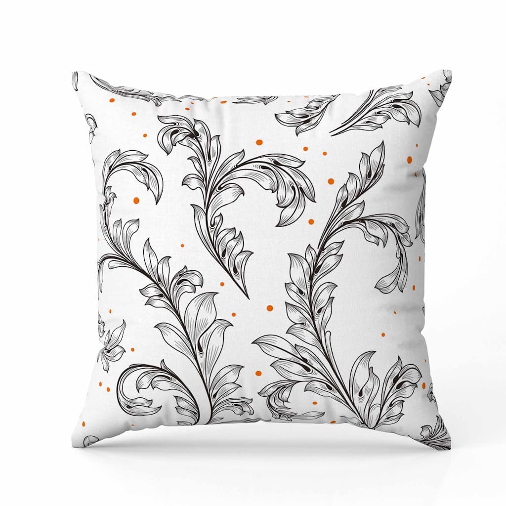 Petal Perfection Indoor/Outdoor Reversible Throw Pillow White and Black