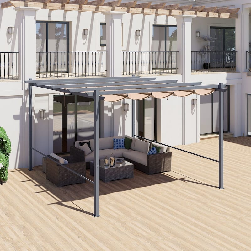 Aoodor Pergola Replacement Canopy- Retractable Sun Shade Cover