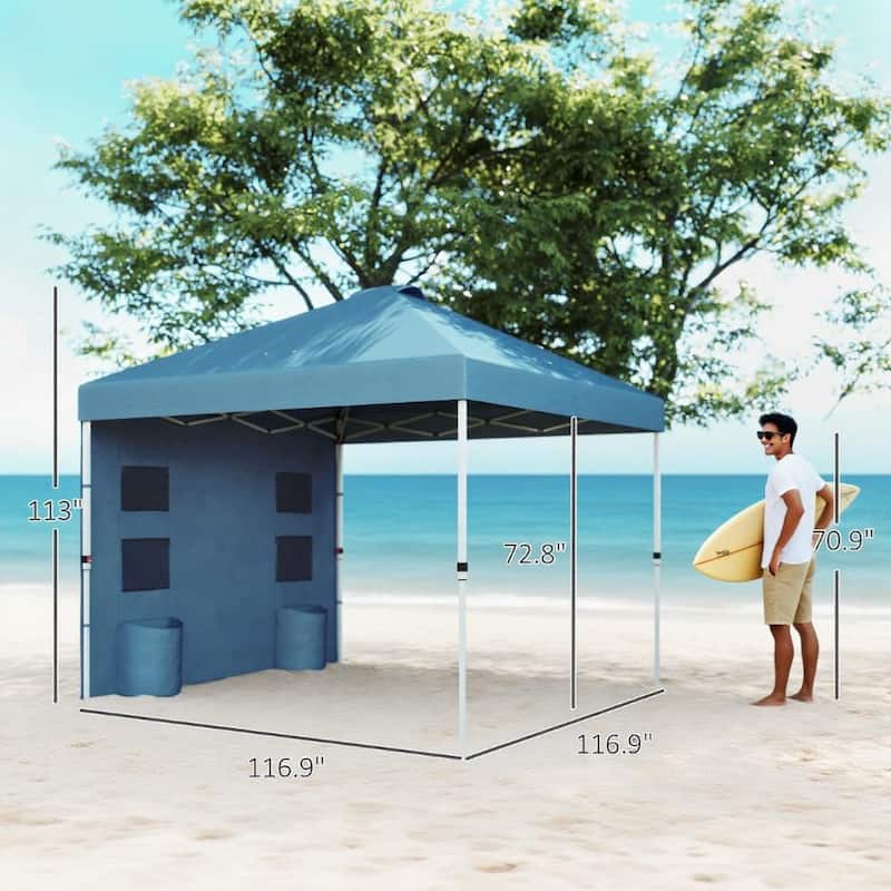 10x 10 ft Party Tent w/Sidewall with Height Adjustable Instant Sun Shelter w/Storage Pockets