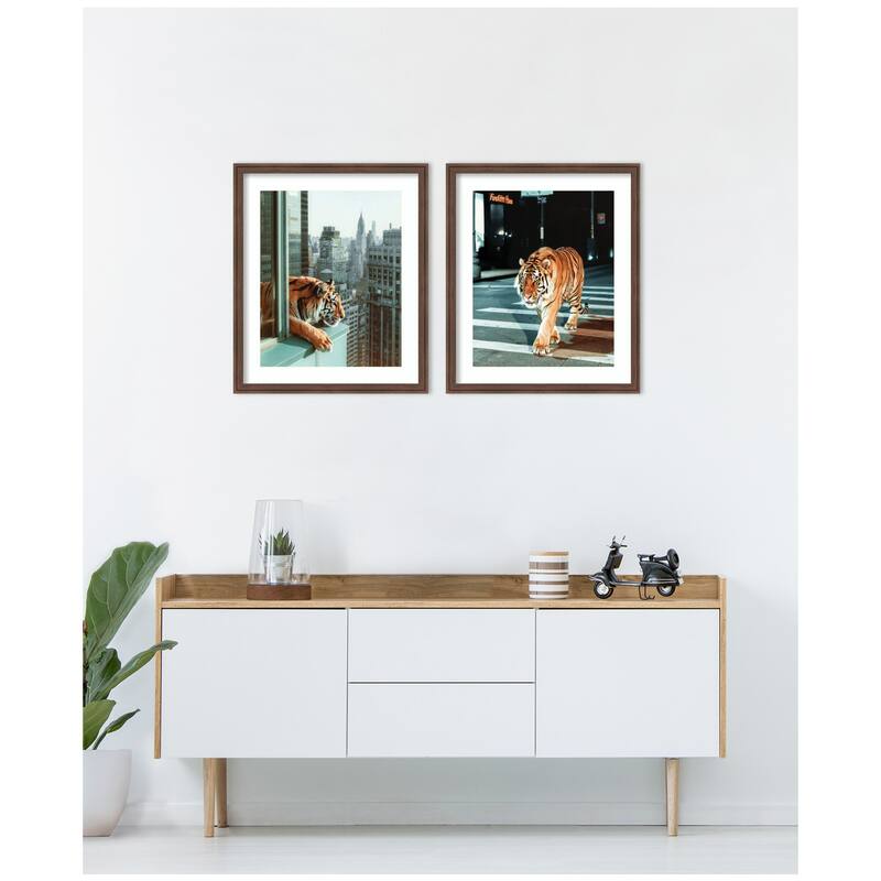 Kate and Laurel Urban Tiger City 2 Piece Framed Wall Art Print Set by Michael Schauer