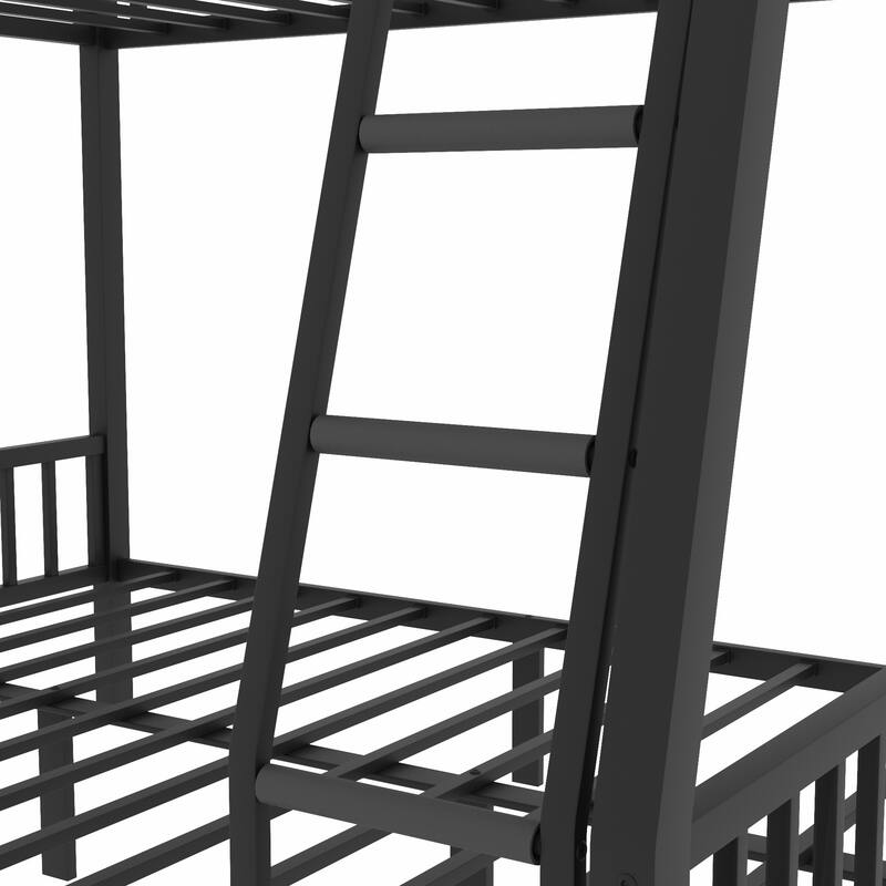 Metal Bunk Bed with Ladder and Slats for Adults and Teens