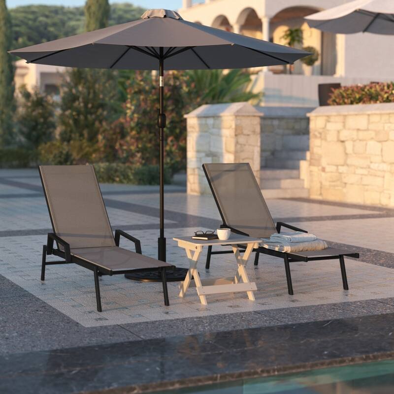 All-Weather Textilene Adjustable Chaise Lounge Chair with Arms
