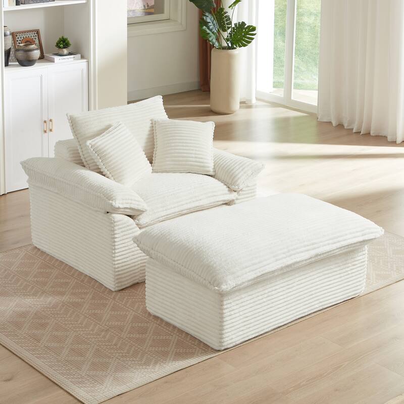 51.97" Modern Comfortable Cushioned Compression Single Sofa with Footrest