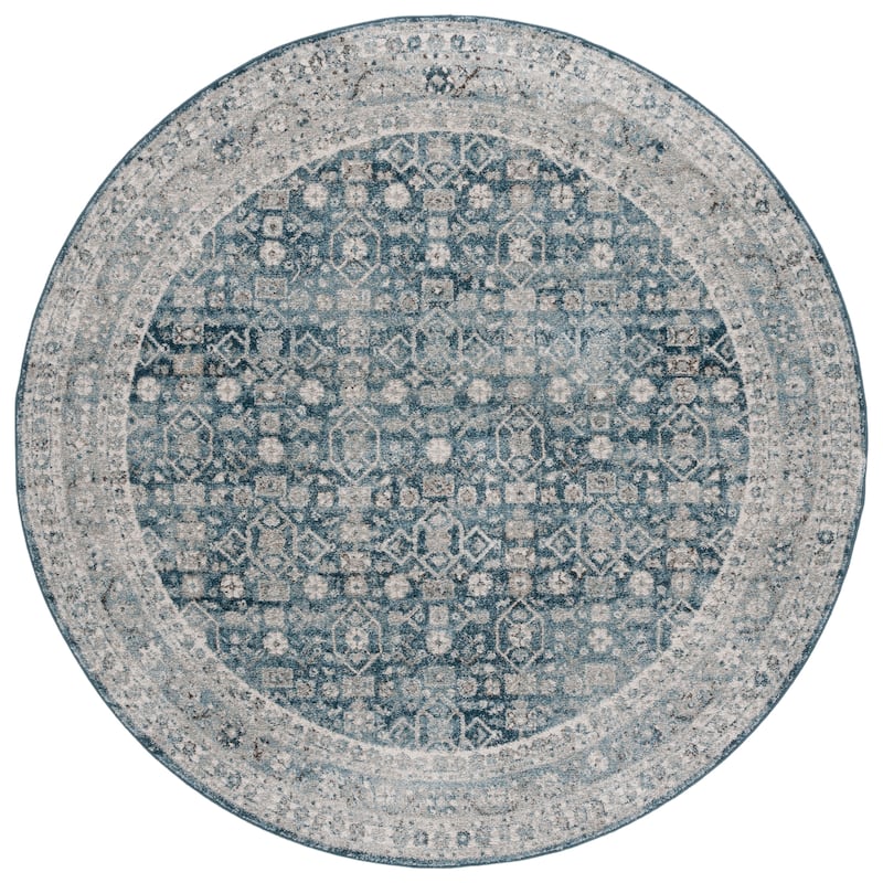 SAFAVIEH Vintage Nienke Tabriz Oriental Rug - 6'7" Round - Blue/Grey