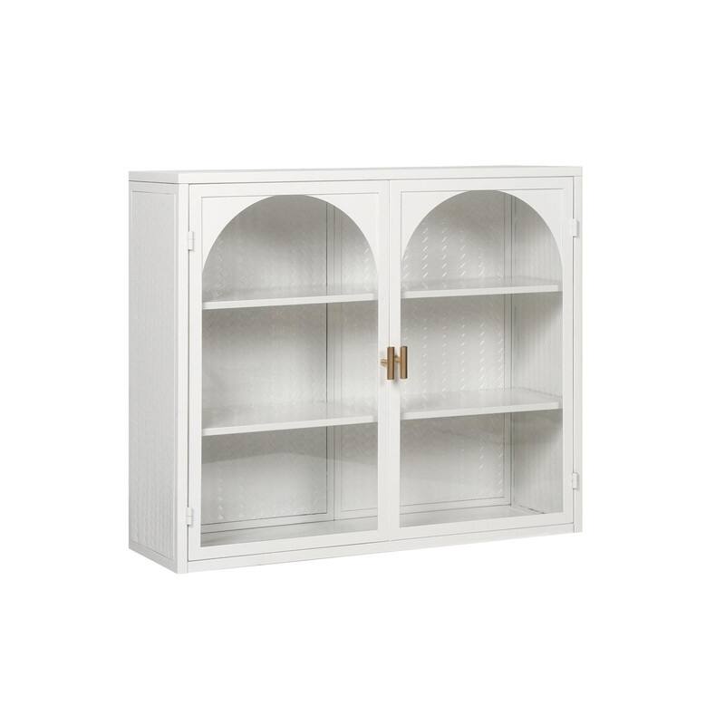 27.56" Modern Wall Cabinet with Featuring Three-tier Enclosed Storag With Glass Doors