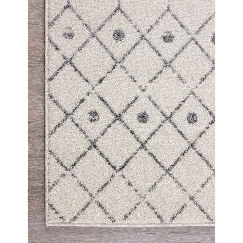 Abani Casa Moroccan Trellis Ivory Grey Soft Area Rug