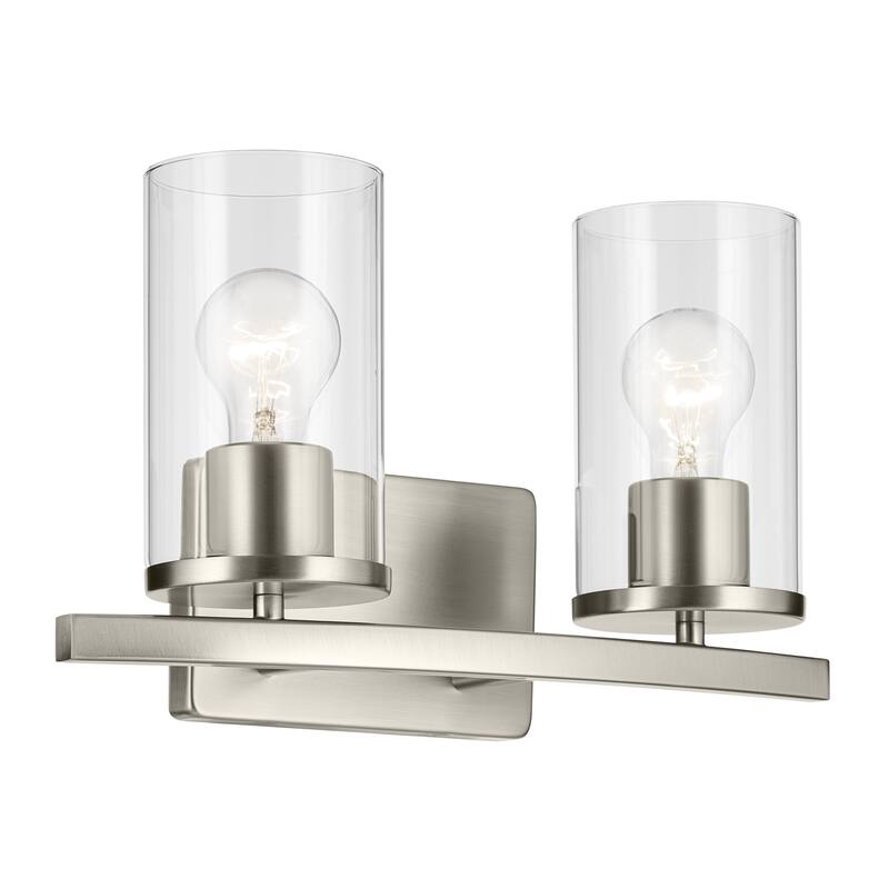 Kichler Lighting Crosby Bathroom Vanity Light with Clear Glass - Brushed Nickel - 2-Light