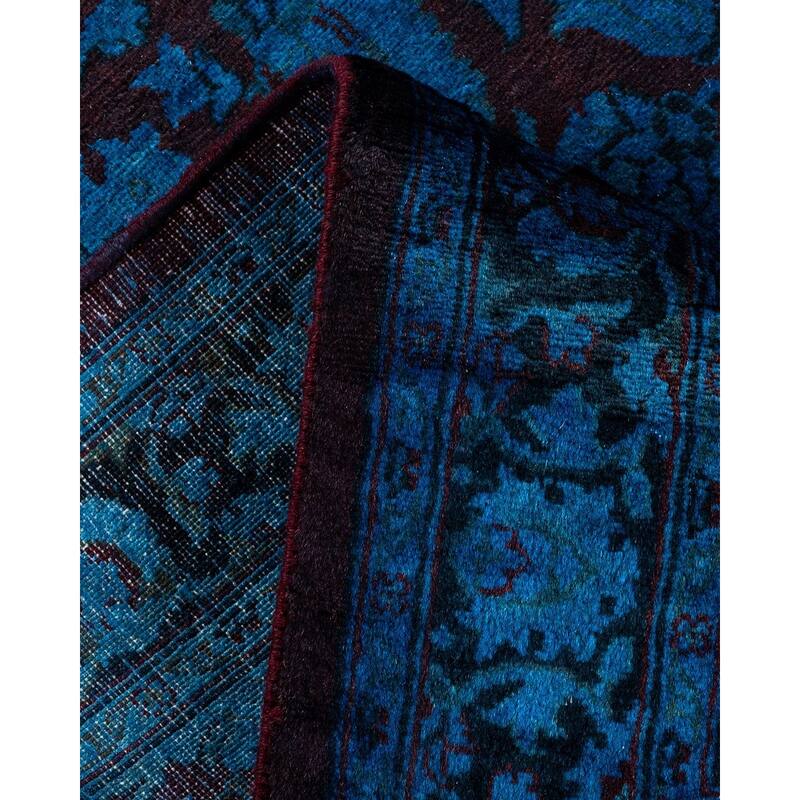 Overton Hand Knotted Wool Vintage Inspired Modern Contemporary Overdyed Navy Runner Rug - 2' 6" x 12' 1"