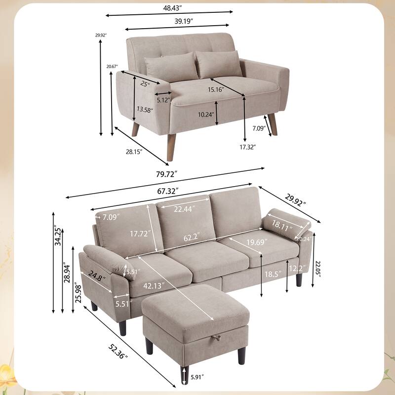 3 Piece Living Room Sets