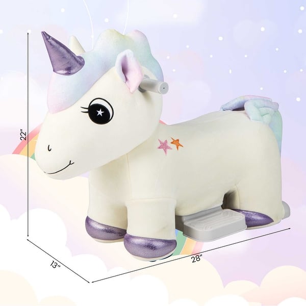 Gymax 6V Electric Animal Ride On Toy Unicorn Kids Plush Ride-on w/