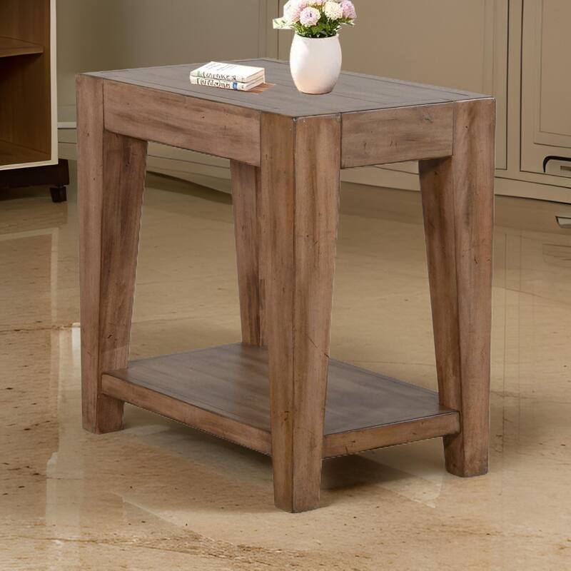 Yael Accent Side Table, Tapered Legs, 25 Inch Rectangular, Brown
