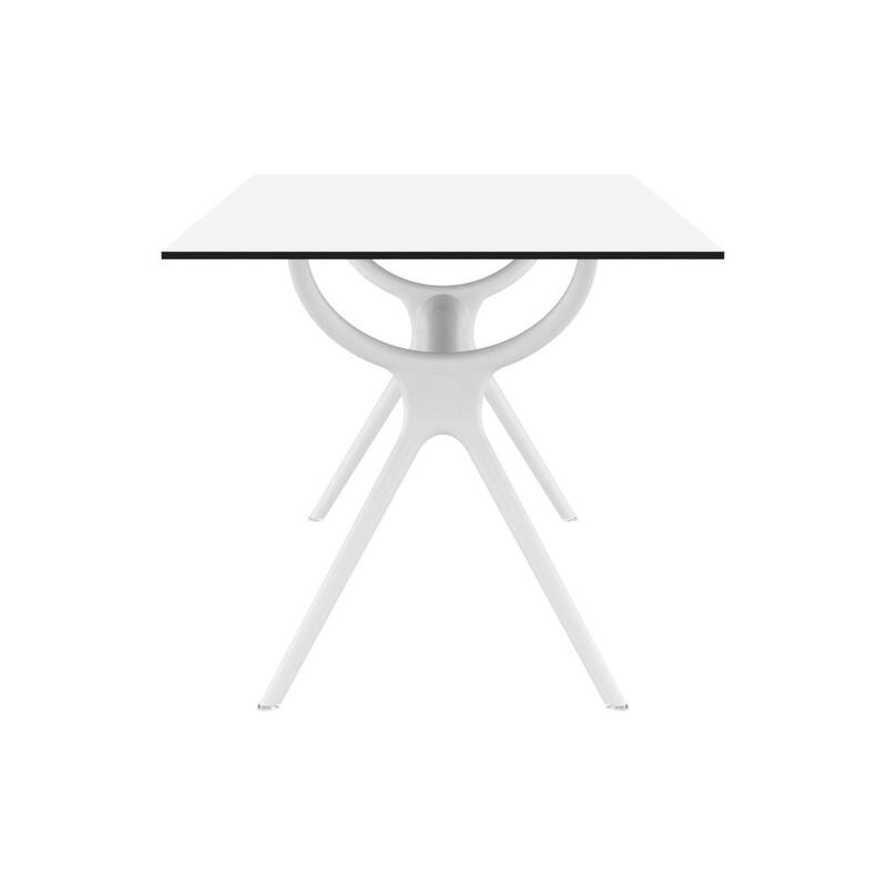 55" White Sleek Rectangular Outdoor Patio Dining Table