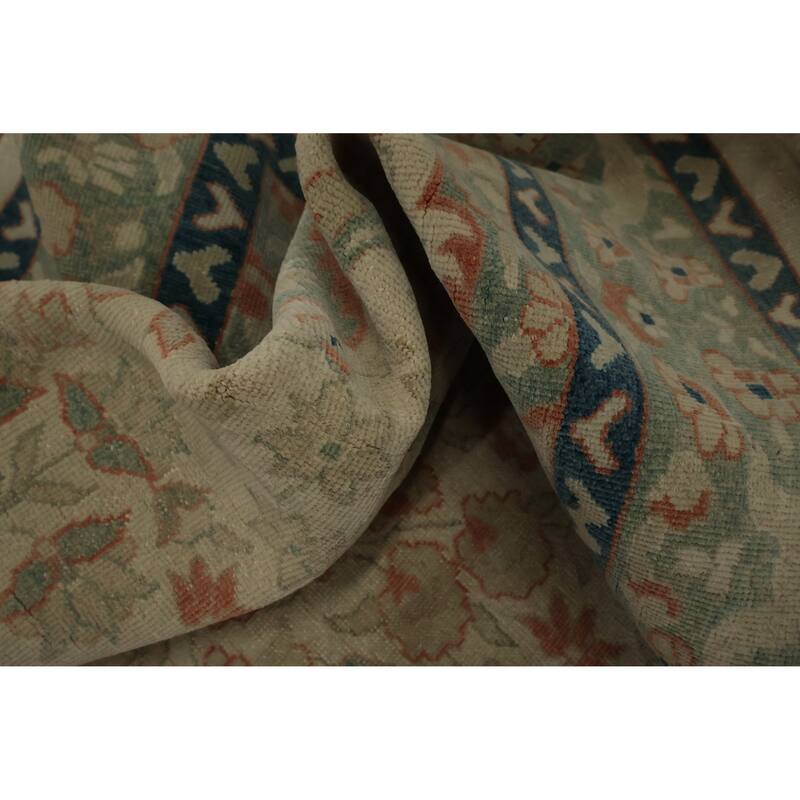 Hand Knotted Oriental 100% Wool Carpet Traditional Floral Beige & Ivories Ziegler Area Rug - 8' 3'' X 6' 1''
