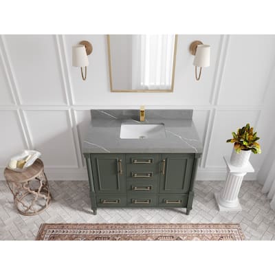 Willow Collections 42 in. W x 22 in. D Aberdeen Single Bowl Sink Bathroom Vanity in Pewter Green with Countertop