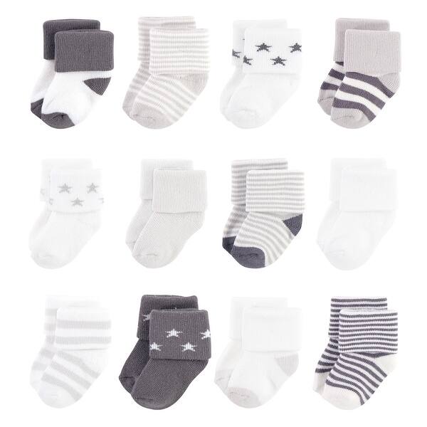 slide 1 of 1, Touched by Nature Baby Unisex Organic Cotton Socks, Gray Charcoal Stars 0-6 Months - Gray Charcoal Stars