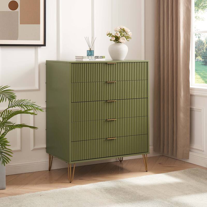 Manhattan Comfort Dumbo Modern 5-Drawer Tall Dresser.