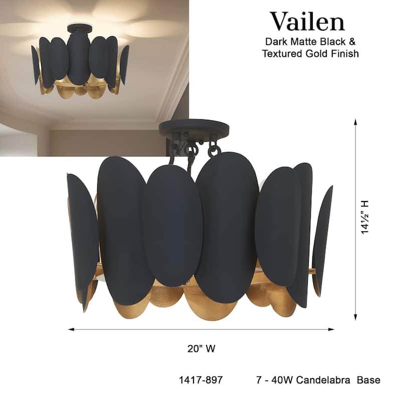 Minka Lavery 1417 Vailen 7 Light 20" Wide Semi-Flush Ceiling Fixture