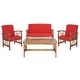 preview thumbnail 58 of 117, SAFAVIEH Fontana 4-piece Acacia Solid Wood Outdoor Conversation Patio Set