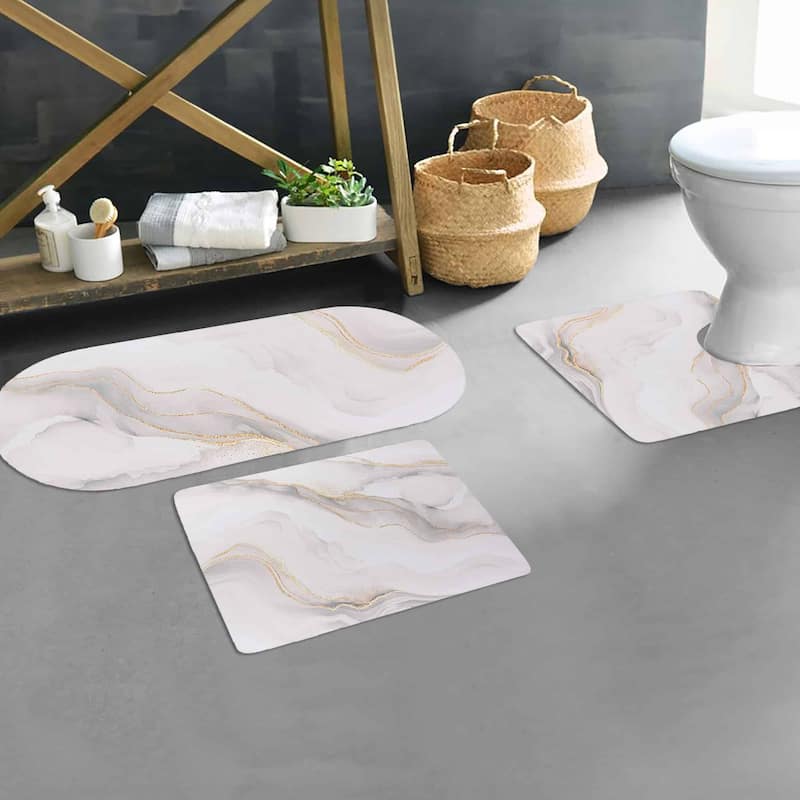 Decorative 3-Piece Bath Mat Set Includes Standard, Runner, and Contour