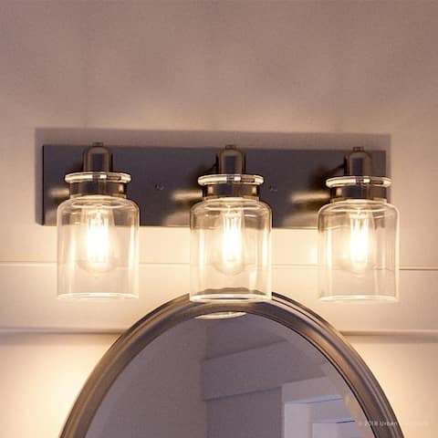Luxury Modern Farmhouse Brushed Nickel Bathroom Vanity Light - 8-5/8"H x 21-5/8"W x 6-7/8"Dep