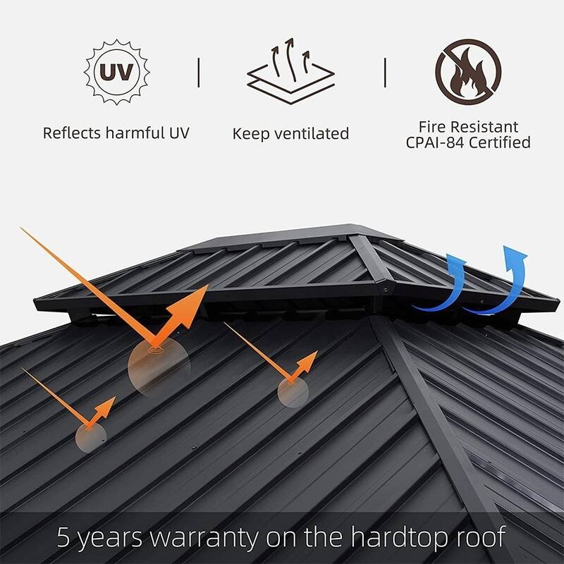 PURPLE LEAF Hardtop Patio Gazebo 12 x 18FT Galvanized Steel Roof Awning w Chaise Lounge