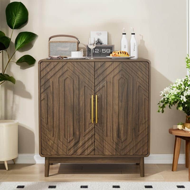 Sideboard Buffet Cabinet with Adjustable Shelves and Elegant Artistic Design for Home Decor