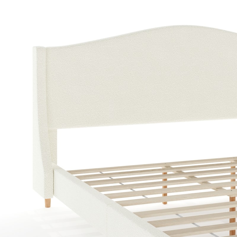 Martha Stewart Upholstered Platform Bed with Curved Headboard