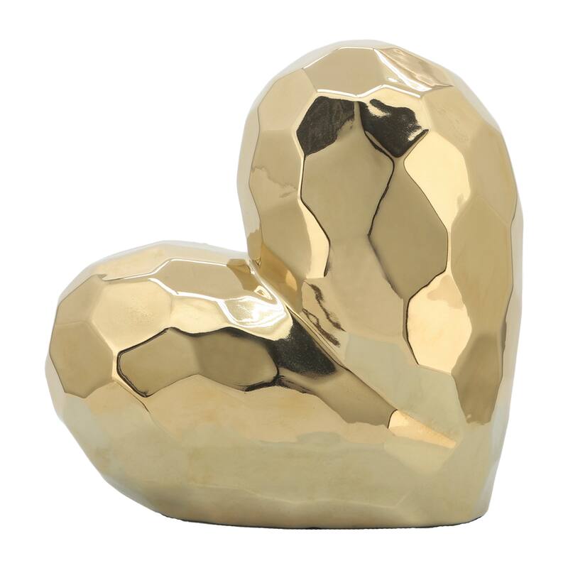 Ceramic Heart Decorative Object Sculptural Faceted Abstract Design