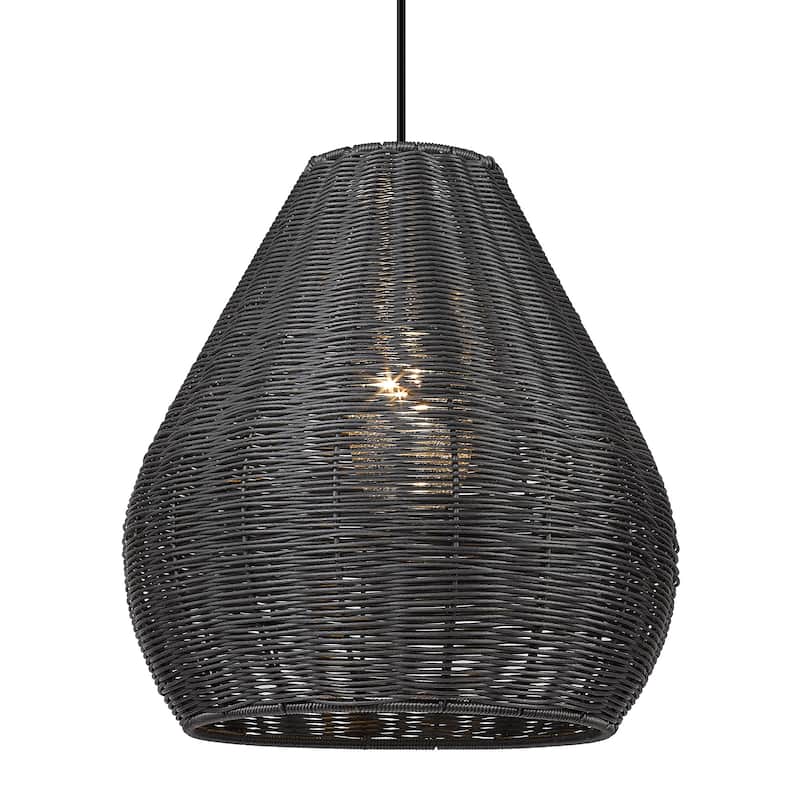 Golden Lighting 6084-O1P MBW Melany 18" Wide Outdoor Pendant - Natural Black