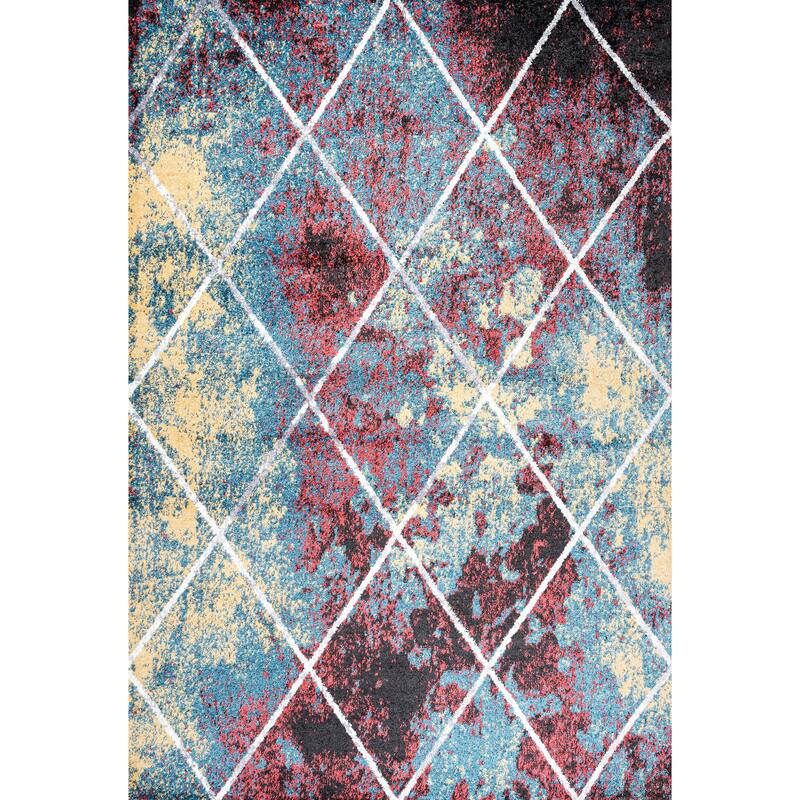 JONATHAN Y Viscon Minimalist Diamond Trellis Area Rug - 8 X 10 - Multi/White
