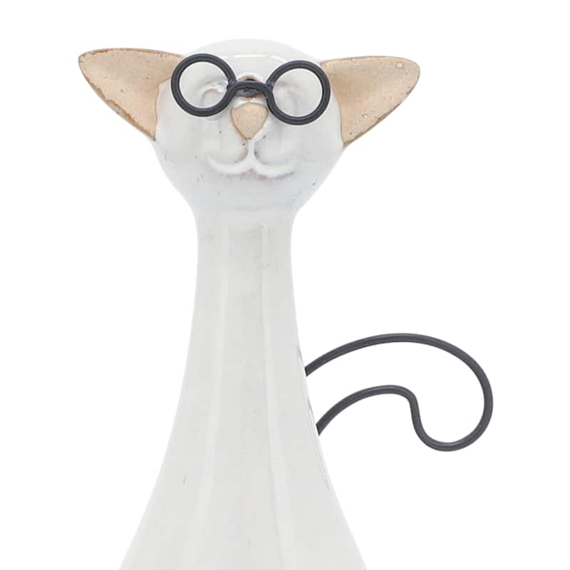 Sagebrook Home Cat Figurine Stoneware Metal Ceramic Decorative Sculpture