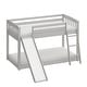preview thumbnail 1 of 16, Grey Twin Over Twin Bunk Bed with Slide, Stairs, and Safety Guardrails