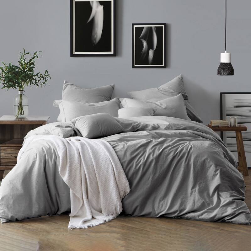 Swift Home Premium Cotton Prewashed Chambray Duvet Cover Set