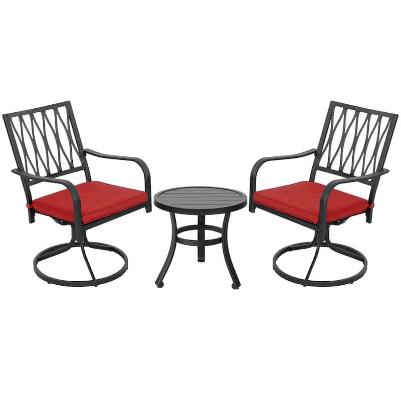Outdoor Patio Bistro Set With Swivel Chairs