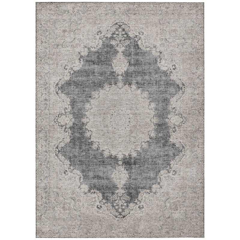 Machine Washable Indoor/ Outdoor Vintage Traditional Chantille Rug