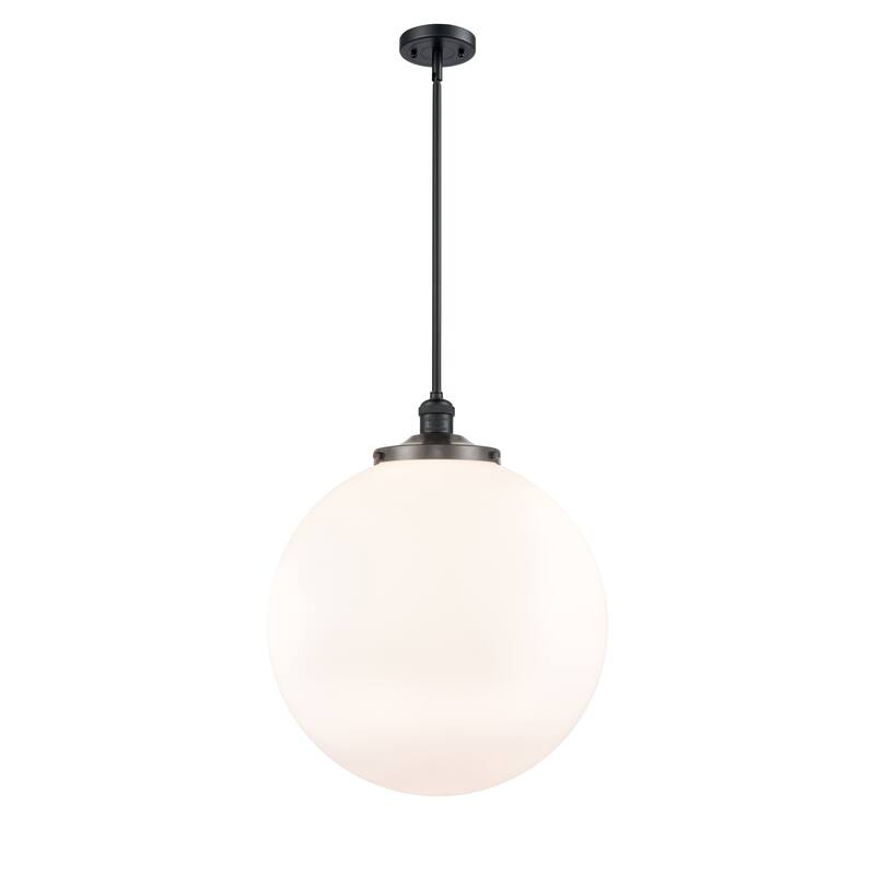 Innovations Lighting Franklin Restoration Beacon - 1 Light 18" Stem Hung Pendant - Matte White/Matte Black