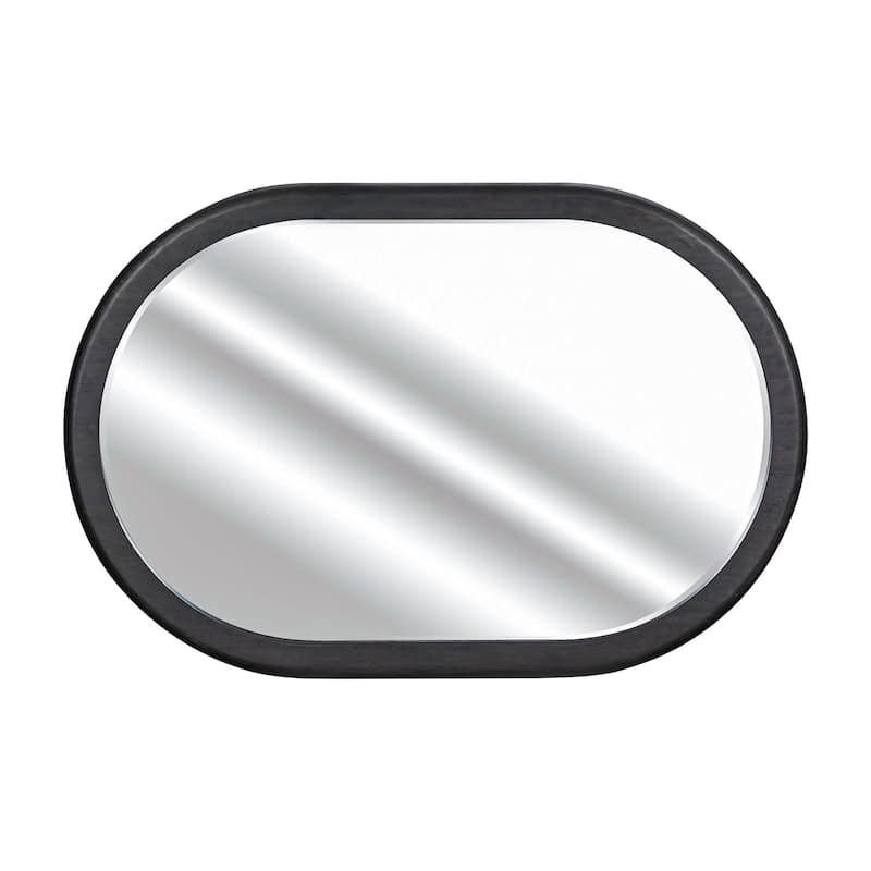 Furniture of America Caelan Modern Black Oval Wall Mirror
