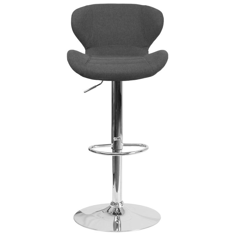 Modern Low-back Height-adjustable Chrome/Vinyl Barstools (Set of 2)