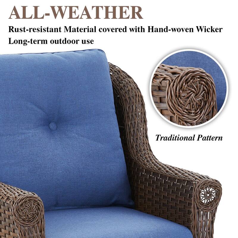 Pocassy Wicker Patio Conversation Set for Backyard
