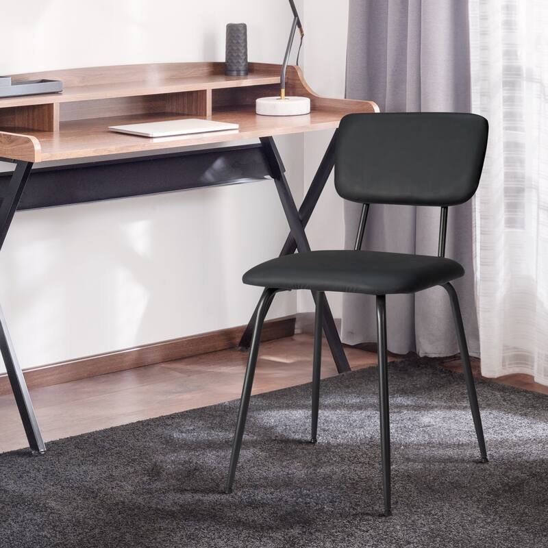 Black Iron Frame Padded Dining Chairs Set of 4 Modern Minimalist - 15.7 x 19.6 x 33.4 in