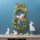 preview thumbnail 2 of 36, Glitzhome Easter Bunny Shaped Wreath with Eggs Satin Ribbon Bow Basket