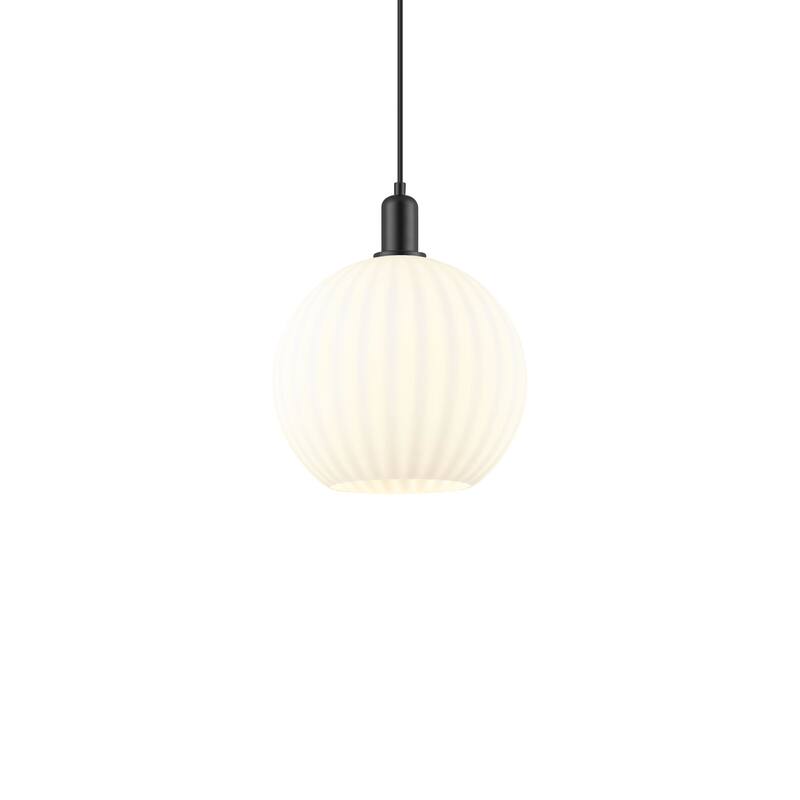 Innovations Lighting 716-1P-15-12 White Venetian Pendant White - Matte Black / White Venetian