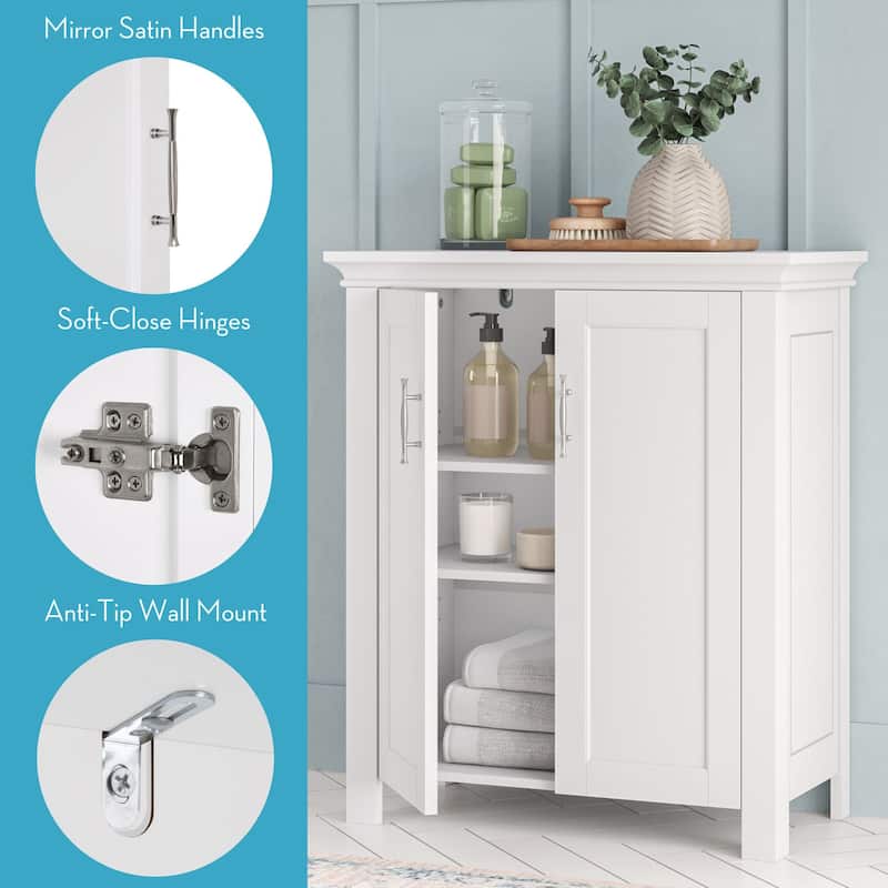 RiverRidge Somerset Two-Door Bathroom and Laundry Storage Cabinet with Adjustable Shelf - White
