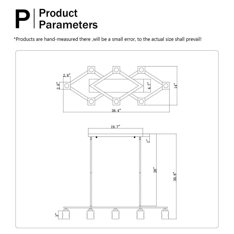 Modern 8-Light Crystal Chandelier Matte Gold Industrial Metal Chandelier, for Dining Room Kitchen, Living Room