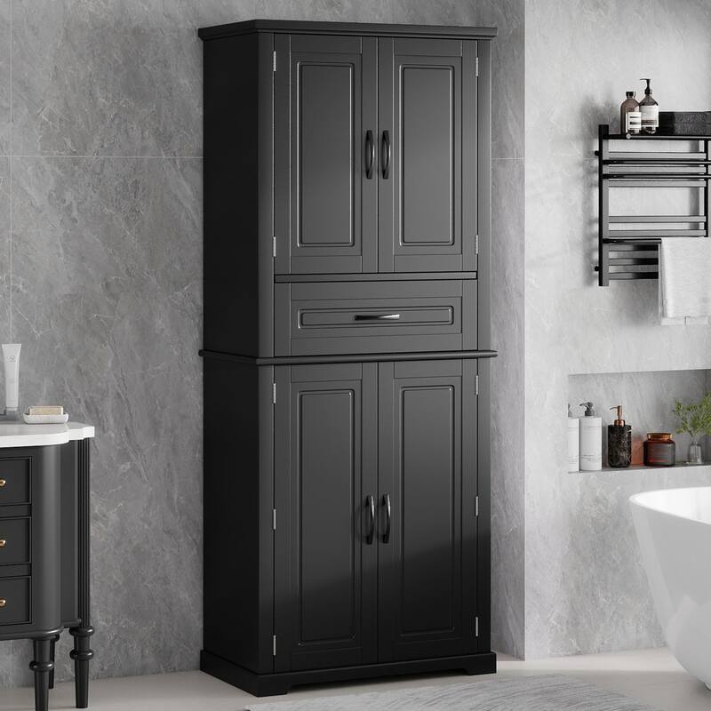 Bathroom Storage Cabinet - Multifunctional Organizer with Slide Rail Drawer & Adjustable Shelf