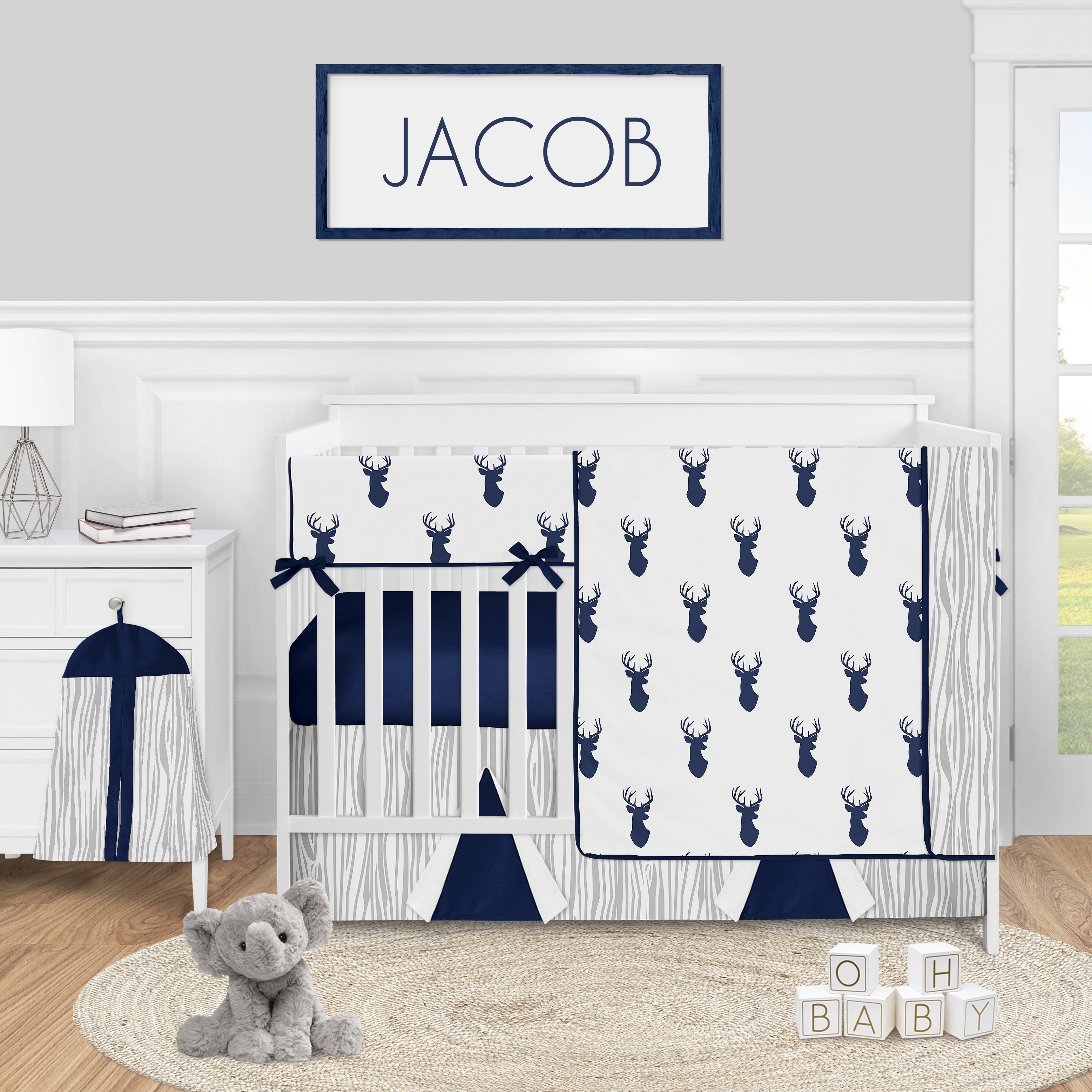 navy and white nursery